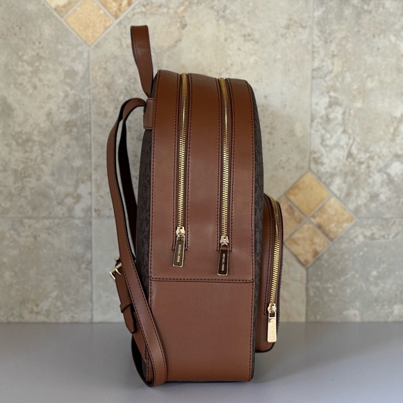 Michael Kors Jaycee Large Zip Pocket Backpack MK Brown - Picture 6 of 13